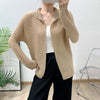 Blue Pleated Coat For Women Turn-down Collar Long Sleeve Lightweight Cardigan Jackets Chic Female Clothes 2DB3445