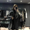 Houndstooth Faux Wool Jacket Women Korean Loose Elegant Double Breasted Suit Overcoat Winter Thick Warm Blend Outerwear