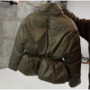 Elegant Cotton Warm Women's Jacket Autumn Winter Loose Full Sleeve Zipper Stand Collar Thicken Coats Waist Outwear Lady