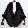 Women 100% Real Rabbit Fur Shawl Scarf With Fox Fur Collar Winter Warm Knitted Rabbit Fur Poncho Girls Party Accessories