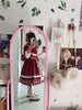 Christmas Year Kawaii Sweet Lace Ruffle Patchwork Puff Long Sleeve Lolita Dress for Women Red Princess Plaid Gown Party