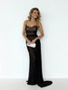 Women Black Mesh Ruched Trailing Strap Dress Glam Square Neck Bodycon Club Outfit Ladies Night Party Apparel