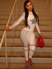 Stars Print 2 Piece Set Women Autumn O-Neck Full Sleeve Crop Tops+Leggings Matching Basic Streetwear Sporty Outfits