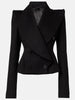 Short Black Jacket Women's Big Lapel Slim Fit Back Metal Chian Double Breasted Jacket Autumn 7A1213