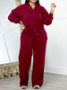Striped Women's Set V-neck Long Sleeve Sweatshirt and SweatPants Tracksuit Winter Two 2 Piece Set Outfit