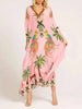 Spring V-neck A-line Dress Animal Pattern Printed Loose Dress Retro Women's Dress