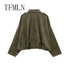 Suede Fabric Women Bomber Jackets Causal Long Sleeve Zipper Loose Coats Cropped Winter Warm Jacket Outwear