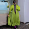 Plus Size Women's Dress Set Long Sleeve V-neck Blouse and Pleated Maxi Long Skirts Suit Birthday Two 2 Piece Set Outfits