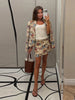 Chic Print Blazer Skirt Women Set O-neck Long Sleeve Single Breasted Female Coat Hip Package Skirts Autumn Winter Lady Suit