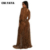 Women Set Street Leopard Print full Sleeve Bodysuit Tops + long Skirts Suits Party Street Two 2 Piece Dress Sets