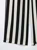 Fall Striped Patchwork Women Blue Suit Neck-mounted Vest+ Modern Straight Pants Night Party Streetwear Set