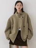 Korean Women Double-sided Belt Woolen Coat Loose Overcoat Solid Ladies Outerwear Girl Jackets Autumn Winter