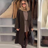 Women's Coat Brown Tweed Wool & Blends Coats Demi-Season Outerwears Oversize Long Coat Woman Peacoat Long Sleeve Overcoats