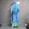 Gradient Print Women's Pleated Two Pieces Set Irregular Cape Overlay Maxi Dress And Wide Leg Pants 2DB7705