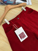 Retro Red Mid-Waist Wide-Leg Straight Corduroy Long Pants For Women Autumn Winter