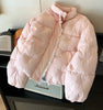 Sweet Bow Embroidery Parkas Women Winter Thick Kawaii Lace Patchwork Puffy Coats Preppy Stand Collar Bandage Cute Zipper Outwear