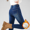 Women's Fleece Warm Winter Jeans Thicken Elastic Skinny Pencil Pants Korean Slim Plush Thermal Leggings Trousers