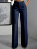 Women High Waisted Wide Leg Office Trousers, Solid Black Pleated Elegant Crease Dress Pants, Professional Full Length Trousers