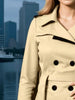 European American Style Double-Breasted Trench Coat, Elegant Thin Jacket for Women - Spring Autumn Street Wear Quality