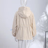 Casual Grid Drawstring Loose Coat Women Stand Collar Button Waist-Closed Female Jacket Spring Lady Street Outwears Chic