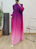 Prom Dress For Women Gradient Long Sleeves Maxi Pleated Print Dresses Spring Female Clothing 2DA3612