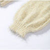 Women Sequined Fluffy Knit Cardigan Zip Up Stand Collar Loose Long Sleeve Sweater Jacket Autumn Party Casual Outerwear