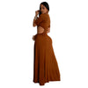 Women O-neck High Split Ruched Bodycon Midi Maxi Dress Fall Street Evening Party Club Vestidos Sexy Long Dresses
