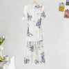 Sexy Print Women Long Dress Urban V-neck Single Breasted Ruffles Half Sleeve Female Dresses Spring Autumn Lady Robe