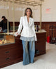 One Button Lace Blazer Women Black Slim V-neck Full Sleeve Shoulder Pads Jacket Fall Office Lady All-match Outwear