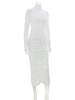 High Collar Long Sleeve Hip Wrap Women Maxi Dresses Solid Sheath Elegant Evening Party Outfits Bodycon Female