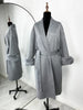 Elegant Lace Up Woolen Short Coat Solid Loose Lapel Furry Long Sleeve Belt Waist Jacket Spring Autumn Lady Chic Cardigan