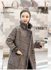 Autumn Winter Plaid Cotton Jacket Women's Warm Temperament Polo Collar Wool Coat Female Long Parkas Overcoat
