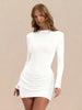 Long Sleeve Ruched Sexy Mini Dress Women Autumn Winter Elegant High Waist Bodycon Club Party Dresses Female