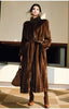 Spring Winter Long Soft Thick Warm Brown Faux Mink Fur Coat Women Elegant Chic Fluffy Overcoat