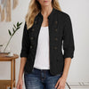 Autumn Casual Lightweight Jackets Women Mandarin Collar Long Sleeve Open-Front Outerwear Commuting Solid Cardigan Coats