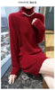 Selling 100% Mink Cashmere Knitted Women's High Neck Pullover Dress Sweater Slim Fit Solid Color Long Women's Dress