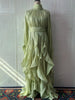 Women's Party Dresses High Waist Pleat Lady Casual High Collar Layered Banquet Dress Elegant Long Sleeve Evening Dress