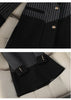 Women Stripe Stitching Woolen Blazer Coat Long Sleeve Jacket Office Ladies Work Wear Blazers Female Windbreakers Outerwear