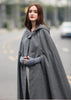 Women Long Cape Cloak Stylish Hooded Wool Blend Cloak Coat Ladies Autumn Hoodies Poncho Warm Cosplay Jackets Outwear Windbreaker