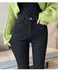 Skinny Women's Warm Jeans Winter Thicken Fleece Stretch High Waist Pencil Pants Korean Black Blue Gray Velvet Leggings