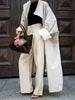 Convertible Collar Oversized Maxi Trench Coat Women Snap Buttons Dolman Sleeve Patch Pockets Outerwear Ladies Trench Jacket
