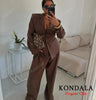Women Elegant Striped Blazer Suit Slim Button Blazer or Wide-leg Pants Spring Fall Mujer Commute Pants Set