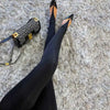 Black Sexy Leggings Women's Pants Solid Commute Wrap Skinny Autumn High Waist Trousers Patchwork Female Pants