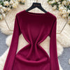 Women Dress Autumn Aesthetic Ruffled Knitted Mini Dress Lady Slim Elastic Bodycon Party Dress Streetwear Vestidos