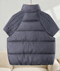 Women Stand Collar Knit Spliced Cotton Puffer Vest Drawstring Hem Loose Quilted Waistcoat Autumn Winter Casual Outerwear