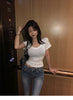 Gothic Buddha Head Womens Jeans Y2K Clothes Hip Hop Pocket Embroidery Vintage Blue Baggy Jeans Low Waist Wide Leg Trousers