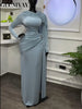 Women Clock Long Sleeve Stacked Ruched Bodycon Midi Maxi Long Dress Birthday Sexy Party Floor Length Dresses