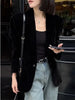Autumn Black Velvet Women's Blazer Long Sleeve Single Button Casual Loose Temperament Suit Top Female Outerwear