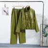 Chic Stand Collar Leather Long Skirt Sets Women Long Sleeve Jackets Spliced Solid Skirts Autumn Lady Y2k Outfits Dress