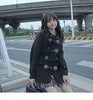 Ladies Coats Autumn/Winter Thickened Warm Solid Hooded Single Row Cow Horn Button Academy Style Woolen Coat Women's Clothing